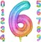 Rainbow Number 6 Balloon, 40 Inch Large Number Foil Mylar Balloons for 6th Girl Boy Birthday Party Celebration Decorations Supplies, Digital Balloons for Wedding Anniversary Events Decora